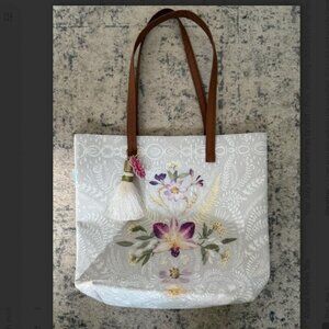 NEW Papaya Orchid Lace Bucket Tote Bag Vegan Purse Shoulder Women's Handbag